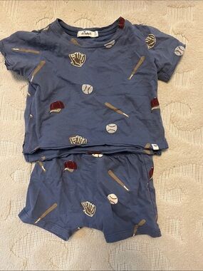 oh baby! Kids' Blue Baseball Print Matching Set